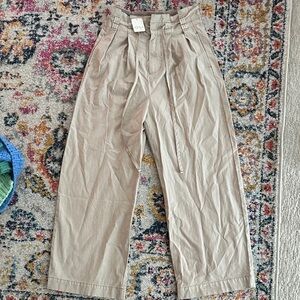 Free People Beige Wide-Leg Trousers